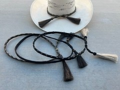 Brown western cowboy hat band Horse Hair Braided Tassels Horse Hair Hat Band