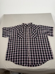 Plains Western Mens Big Man Pearl Snap Short Sleeve Shirt Size 3X Black Red VTG