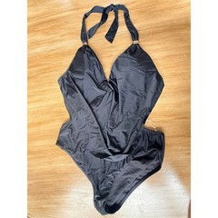 Bar III Womens Black Cowl Neck Halter One Piece Swimsuit Monokini Cutout Ruched