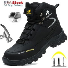 Men’s Steel Toe Work Boots Waterproof Anti-Smash Safety Shoes Construction Shoes