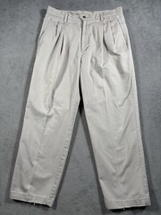 Vintage Pleated Dockers Pants Mens 34×29 Beige Classic Fit Preppy Old Money 90s