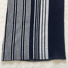 Mame Kurogouchi Multi Stripe Jacquard Knit Dress High Neck Black White Auth