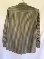 New Claiborne Mens M Medium Green Striped Button Up Long Sleeve Shirt 331