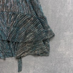 City Studio Fit & Flare Dress Womens XL Teal Black Metallic Ruffled Sash Halter