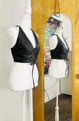 Silence + Noise Womens Size SP Faux Leather Halter Crop Top w/ Lace-Up Front