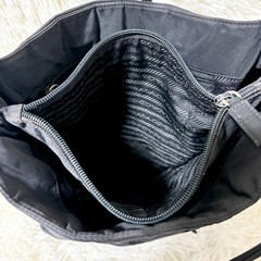 PRADA PRADA Nylon Tote Bag Black Triangle Logo White Tag Handbag Shoulder Bag It