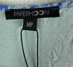 Papermoon Blouse Top Blue & Green Floral Front Solid Back Sleeveless Med Petite