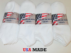 12 Pairs Mens or Womens No Show Low Cut Socks 9-11 10-13 13-15 Sock Size US Made
