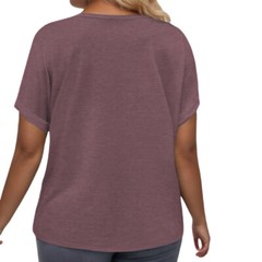 Summer Casual T Shirts, Plus Size Women V Neck Rolled Sleeve Tops