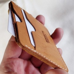 handmade 100% real leather card holder aged natural veg tan