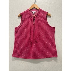 Liz Claiborne Pink Printed Tie-Neck Sleeveless Shell