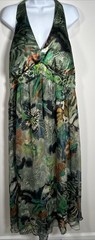 Vtg Y2k Midnight Velvet Silk Chiffon Satin Maxi Dress Floral Fairy Boho Sz 20W