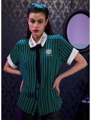 Disney Her Universe Haunted Mansion Leota Stripe Button Up Shirt Size Large NWOT