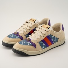 size 41.5G 11.5 US Gucci Screener Enamel Aged Sneakers Beige Blue Red