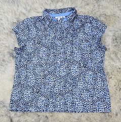 NWOT CHICO’S WOMEN’S POLO STYLE TOP SL BLOUSE MOSAIC PRINT MULTI Sz 3 US XL