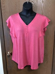 NWT Liz Claiborne V-Neck Top Rapture Rose Heather XXL
