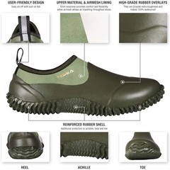 HISEA Unisex Garden Shoes Neoprene Rubber Ankle Rain Boot Outdoot Mud Chore Work