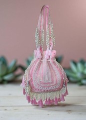 Evening Bag Royal Pearl Tassel Designer Potli Handcrafted Bridal Wedding Handbag