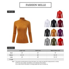 FashionMille Women’s Ribbed Turtleneck Long Sleeve Pullover Jersey Top