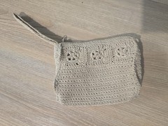 Kathie Lee Collection Beige Crochet Wristlet Pouch Bag