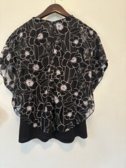 Black Floral Poncho Top Semi Sheer Fairycore Whimsigoth Size Small