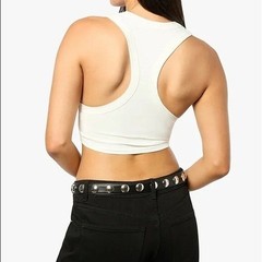 WeWoreWhat Crop Scoop Racerback Tank Cotton Jersey SEveryday Basic Layer XXS NEW