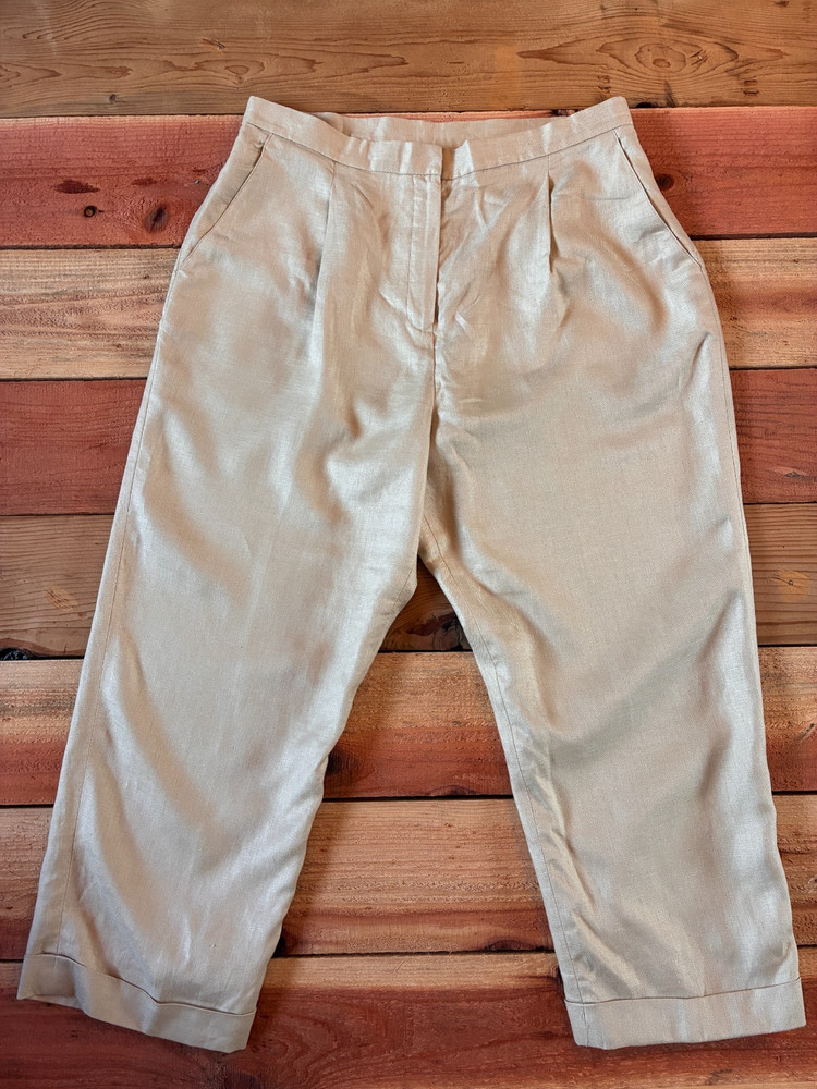 Vintage 90s Y2K Lauren Ralph Lauren 100% Linen Pants Womens 14 Pleated Ivory