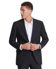 Dkny Mens Modern fit 2 Piece Suit 52 R / 47 Waist Black Solid Stretch