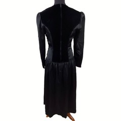 Vintage Black Velvet And Satin Midi Dress Size 4/6 Whimsigoth Witch Victorian