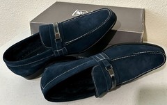 Stacy Adams Carville Men’s Navy Suede Metal Bit Slip-On Dress Loafers 11 M