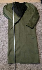 Yansi Fugel Long Green or Black Reversible Wool & Angora Belted Wrap Coat sz M