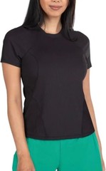 Spyder Active Women’s UPF 50+ Ribbed Short Sleeve Tee Shirt, Black, Large