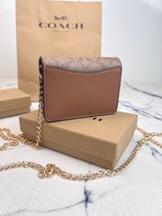 NWT Coach Mini Wallet On A Chain Signature Canvas With Charms C6650 With Box
