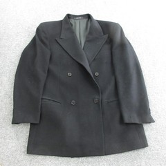 Emporio Armani Suit Jacket Mens 50 Black Wool Cashmere Double Breasted Italy