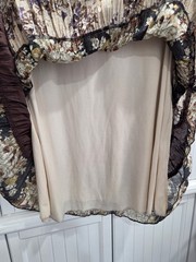 Paisley Vine Women’s M Brown Mocha Floral V-Neck Long Sleeve Ruffle Lined Tunic