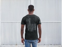 Distressed American Flag T-Shirt with Back & Sleeve Print – Patriotic USA