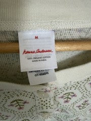 Hannah Anderson Women’s Organic Cotton Pajama Set Long Sleeve Medium Cream Green