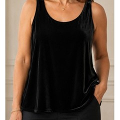 Eileen Fisher Silk Velvet Tank Top, XL, Lagenlook, Quiet Luxury Minimalism