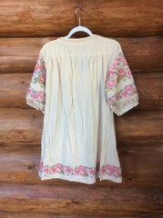R Vivimos Embroidered Boho Chic Tunic Festival Dress Pockets Tassels Size Large