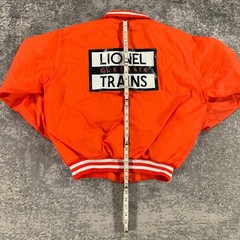 Vintage Lionel Trains Bomber Jacket Mens XL Orange Quilt Lined 80s Made In USA