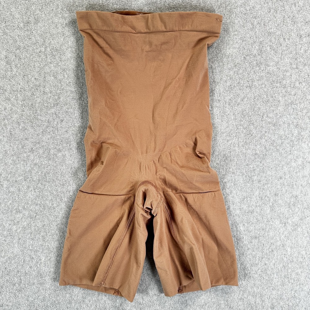 Spanx Shapewear Shorts Womens Medium Brown High Waist Tummy Shaper Power Series