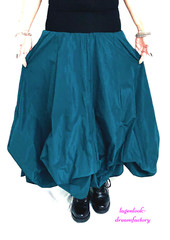 MYO Lagenlook Dream Clouds Tie Balloon Skirt Taffeta & Jersey Emerald 42 44 46 48