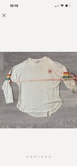 M&Ms Long Sleeve White T-shirt With Rainbow Stripes Women’s Size XL
