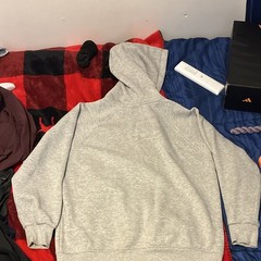 Men’s Gray Full Zip Hooded Fleece Hoodie Sweatshirt Cotton Solid Size L
