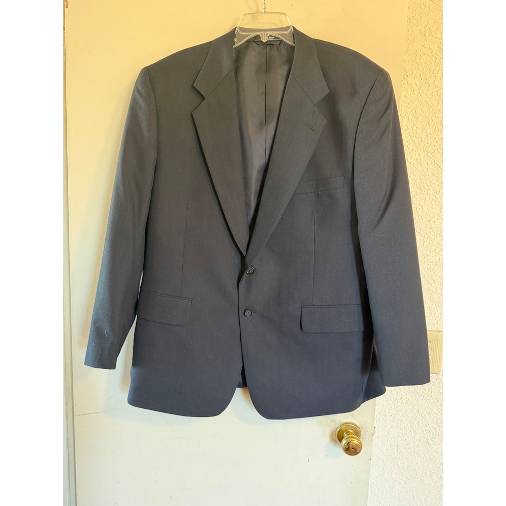 Jeffrey Banks Mens Classic Wool Suit Blazer Jacket Dark Blue Size 46R Gentleman