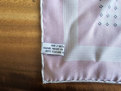 Brioni Silk Pocket Square Pink Black Geometric Medallion Made in Italy Luxury