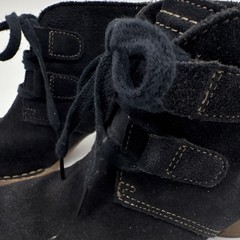 Clarks Women’s6.5M Navy Blue Suede Lace-Up Ankle Bootie Boot leather