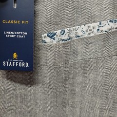 Stafford Linen Cotton Herringbone Sport Coat Blazer 42 To 52 S,R, L Multi Color
