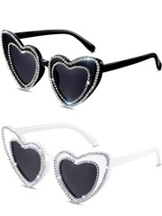 Pairs Bride and Groom Heart Sunglasses Wedding Rhinestones Sunglasses Couple