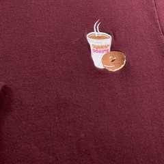 Vintage Dunkin Donuts Sweatshirt Men Medium Burgundy Striped Collar Coffee USA